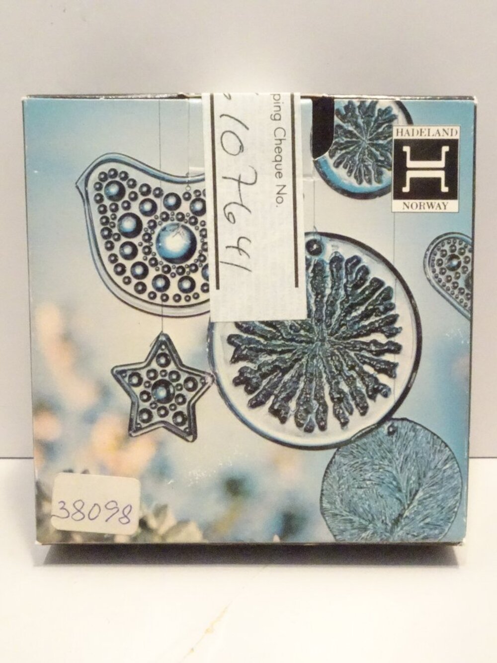 Hadeland Norway Glass Snowflake Suncatcher Ornament Lead Crystal Set of 2 1985